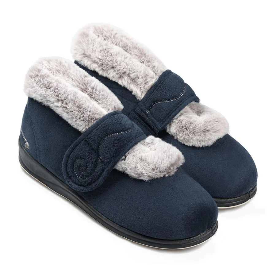 Padders Hush 2E Navy Slippers