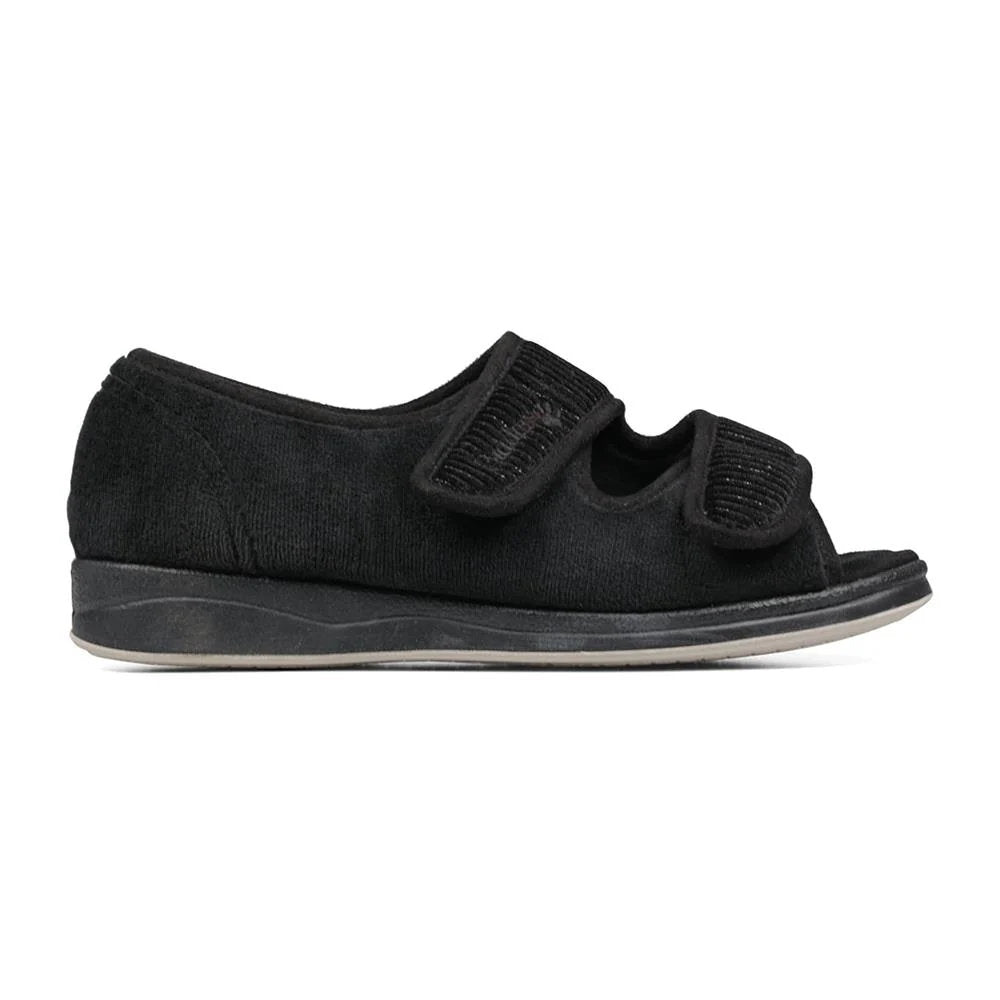 Padders Lydia X 6E Black Sparkle Cord Slippers