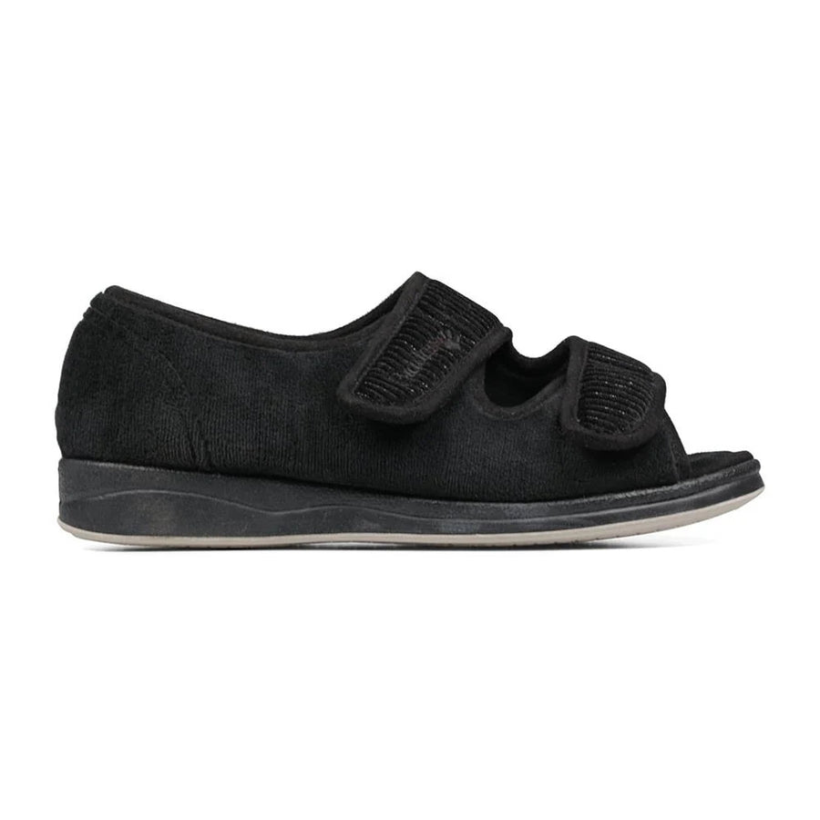 Padders Lydia X 6E Black Sparkle Cord Slippers