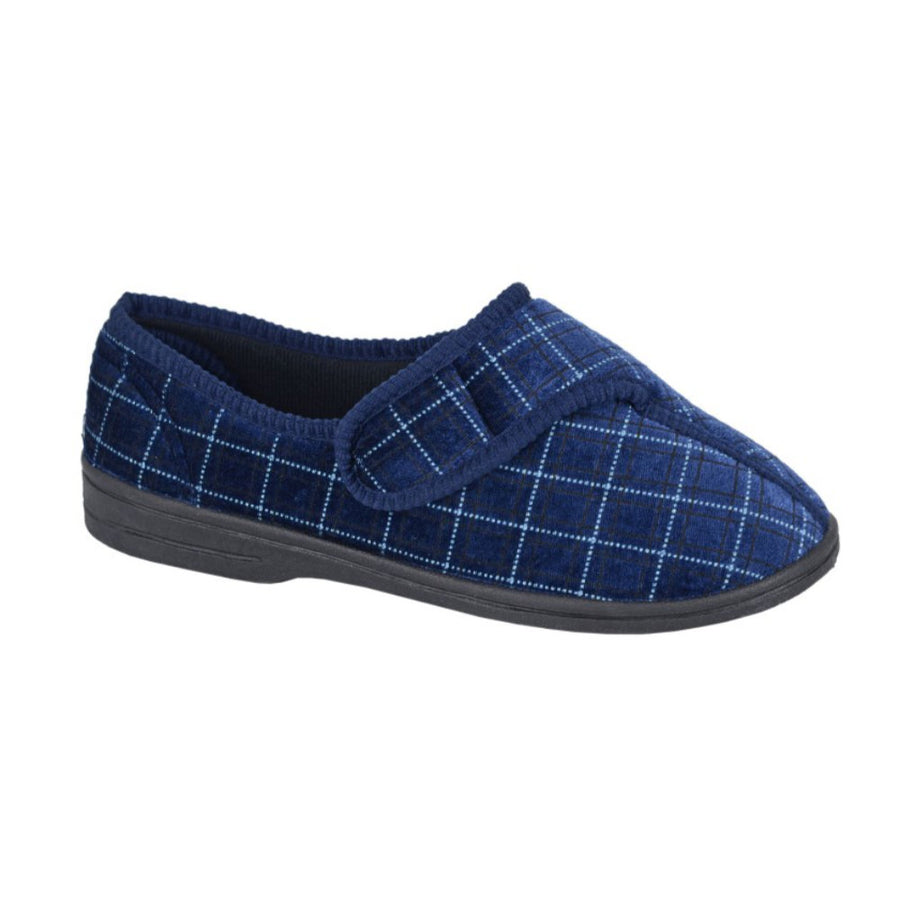 Zedzzz MS492C George Navy Blue Check Slippers