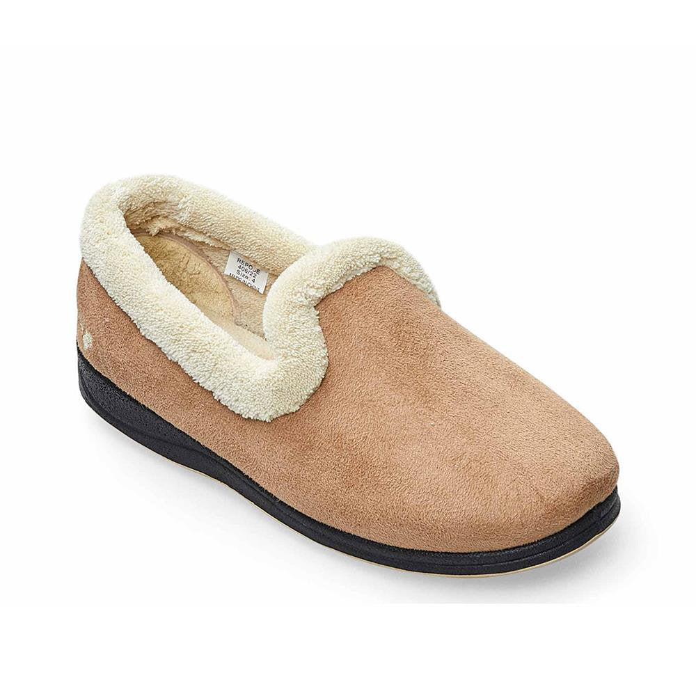 Padders Repose 2E Taupe/Camel Slippers