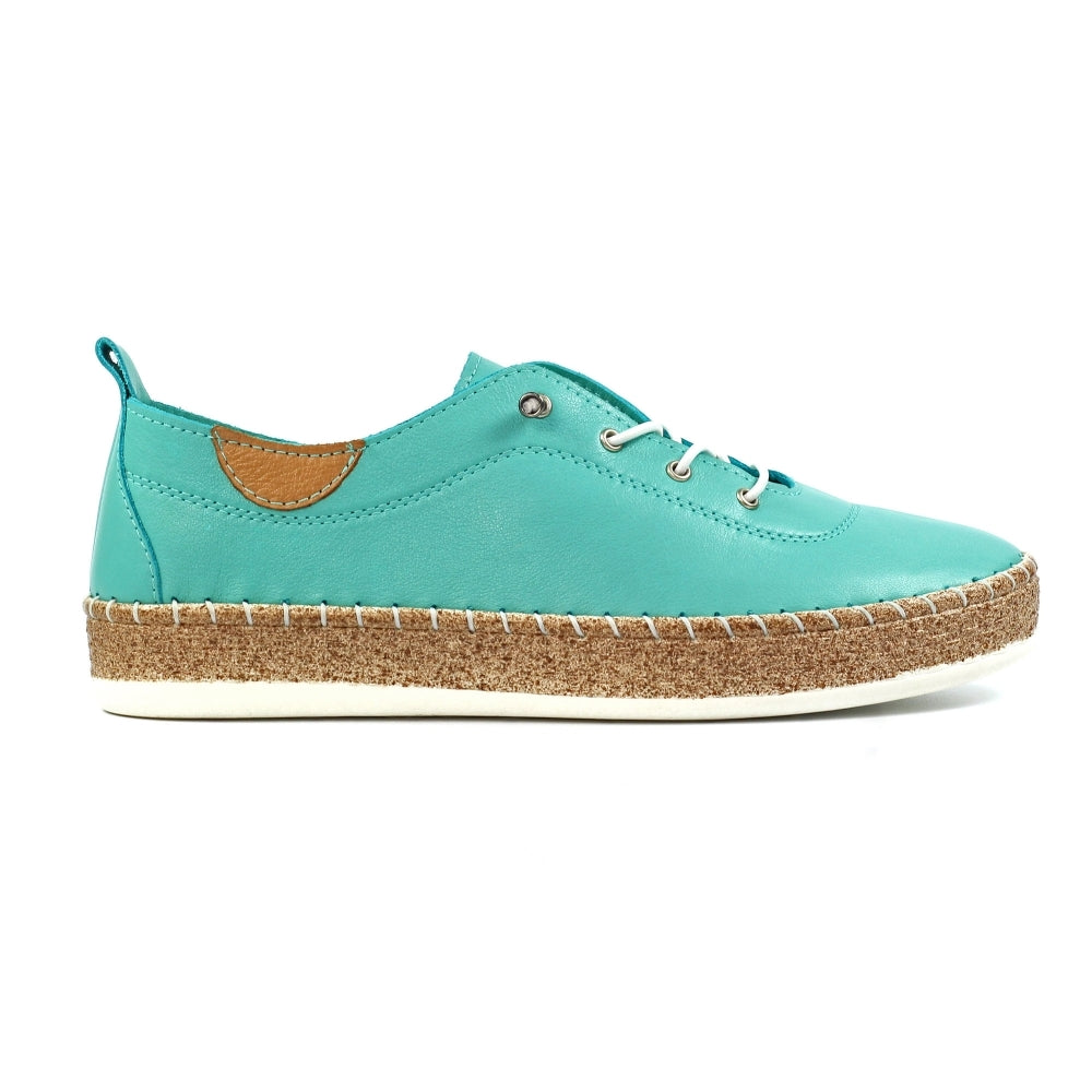 Lunar Evie Turquoise Leather Plimsolls
