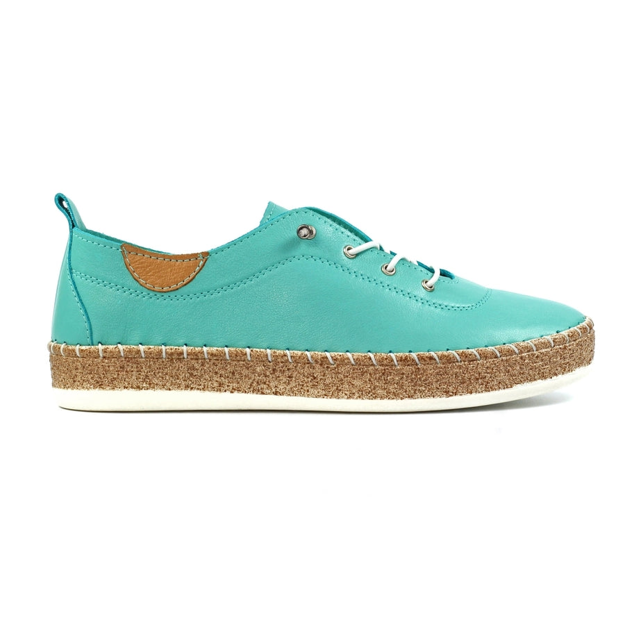 Lunar Evie Turquoise Leather Plimsolls
