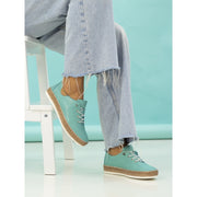 Lunar Evie Turquoise Leather Plimsolls