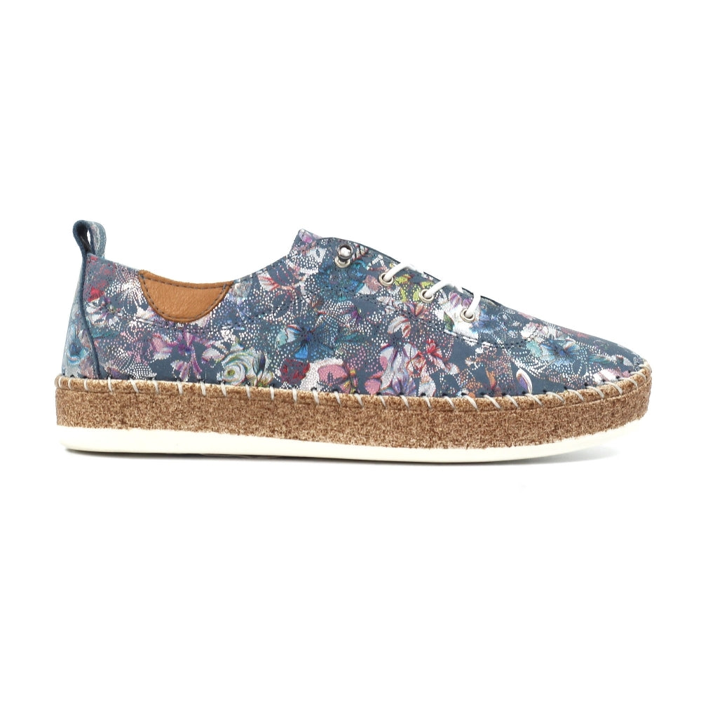 Lunar Iva Blue Leather Plimsolls