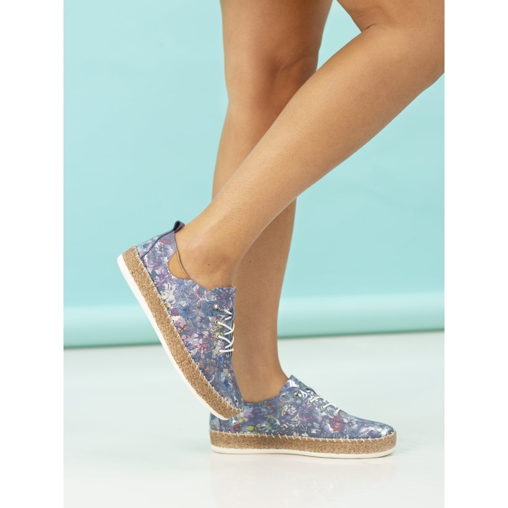 Lunar Iva Blue Leather Plimsolls