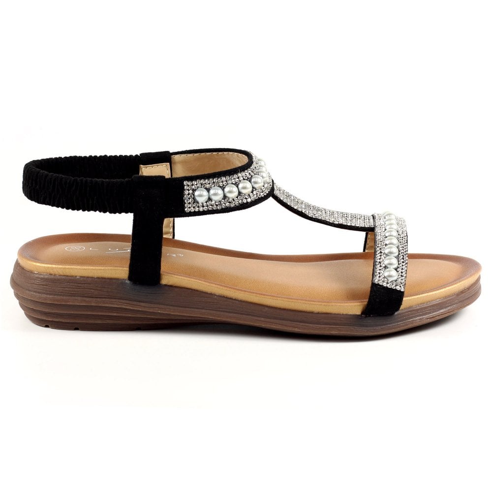 Lunar Tancy Black Pearl Sling Back Sandals