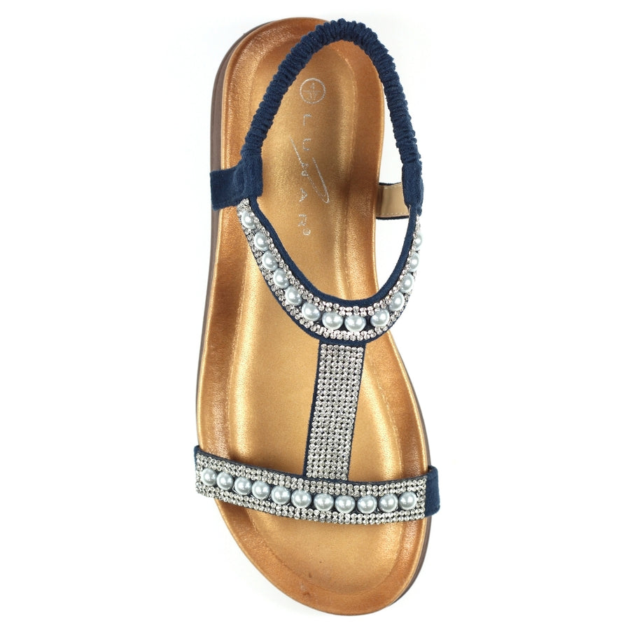 Lunar Tancy Blue Pearl Detail Sandals
